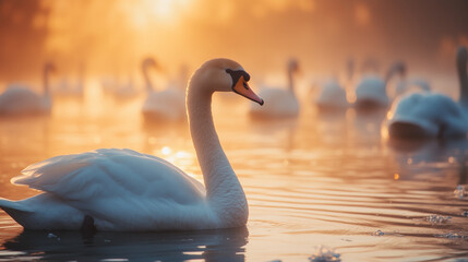 swans on the lake