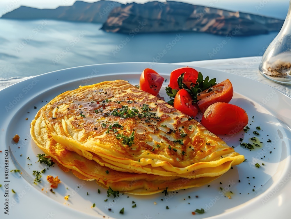 Sticker pancakes with salmon