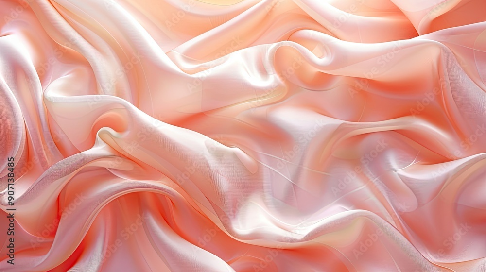 Aufkleber elegant modern digital abstract background featuring peach fuzz silk texture with delicate waves and