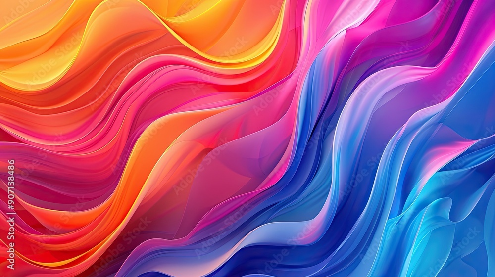 Poster Vibrant Abstract Waves of Color Flowing Through a Modern Artistic Background