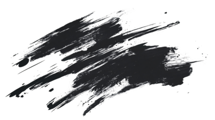 Black stroke vector illustration on a transparent background. Abstract ink blots, smudges and grungy textures for design elements. Hand drawn ink art with rough lines.