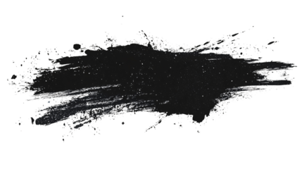 Black stroke messy on a transparent background. Abstract ink blots, smudges and grungy textures for design elements. Hand drawn ink art with rough lines.