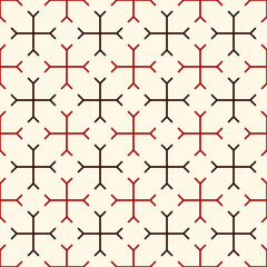Obraz premium Seamless crosses vector. Tribal wallpaper. Ethnic ornament. Folk pattern. Geeometric backdrop. Mosaics motif. Grid background. Digital paper. Textile print. Ethnical web design. Abstract image