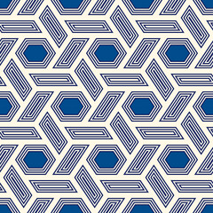 Hexagonal seamless pattern. Honeycomb surface print. Mosaic tiles. Flooring background. Wicker, weave, entwine effect geometric ornament. Modern geometrical wallpaper. Vector abstract.