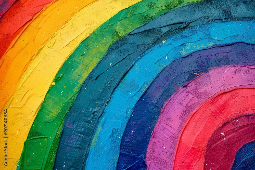 Poster a colorful archway with a light at the end, colorful rainbow with vibrant arcs, symbolizing diversit