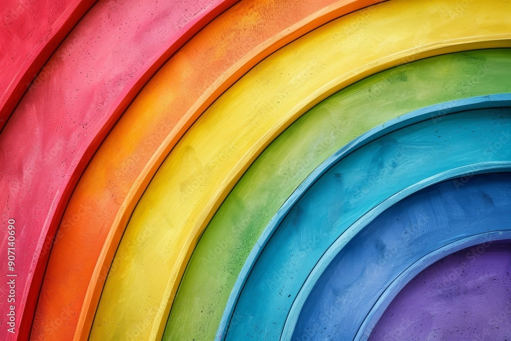 Poster a colorful archway with a light at the end, colorful rainbow with vibrant arcs, symbolizing diversit