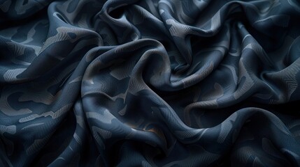 black camouflage military background with surreal and abstract elements, dreamlike shapes and unexpected patterns