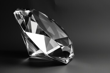 a diamond on a black background, diamond shape with sharp angles, representing precision and clarity