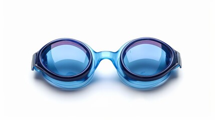The image features a pair of blue swimming goggles with anti-fog protection lenses, ensuring clear underwater vision and comfort, perfect for regular swimmers and training purposes.