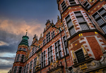 Beautiful medieval houses in the Old Town in Gdansk	