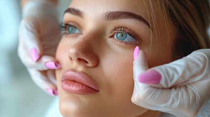 Young woman getting a professional facial treatment in a beauty salon