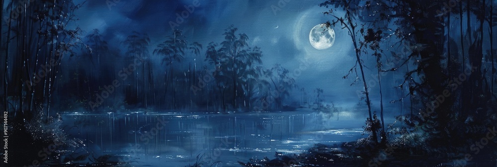 Canvas Prints Moonlit Night in the Dark