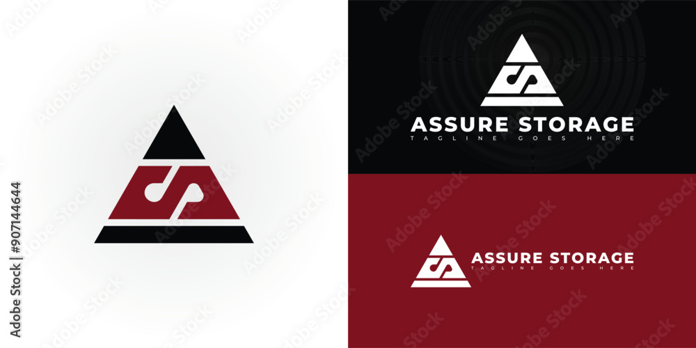 Aufkleber abstract triangle initial letter as or sa in black-red color isolated on multiple background colors.