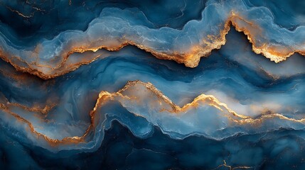 Naklejka premium Abstract Marble Texture with Gold and Blue Veins 