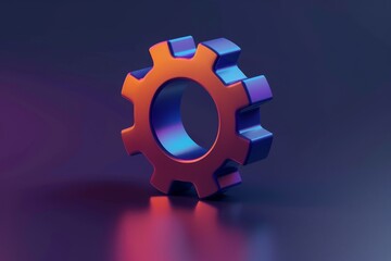 a gold dollar sign on a black surface, rotating 3D icon of a gear symbolizes mechanics