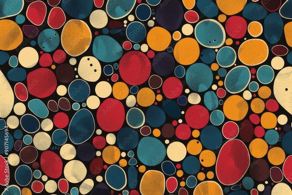 Fototapete a book cover with a colorful background of circles, seamless pattern of interconnected circles and d