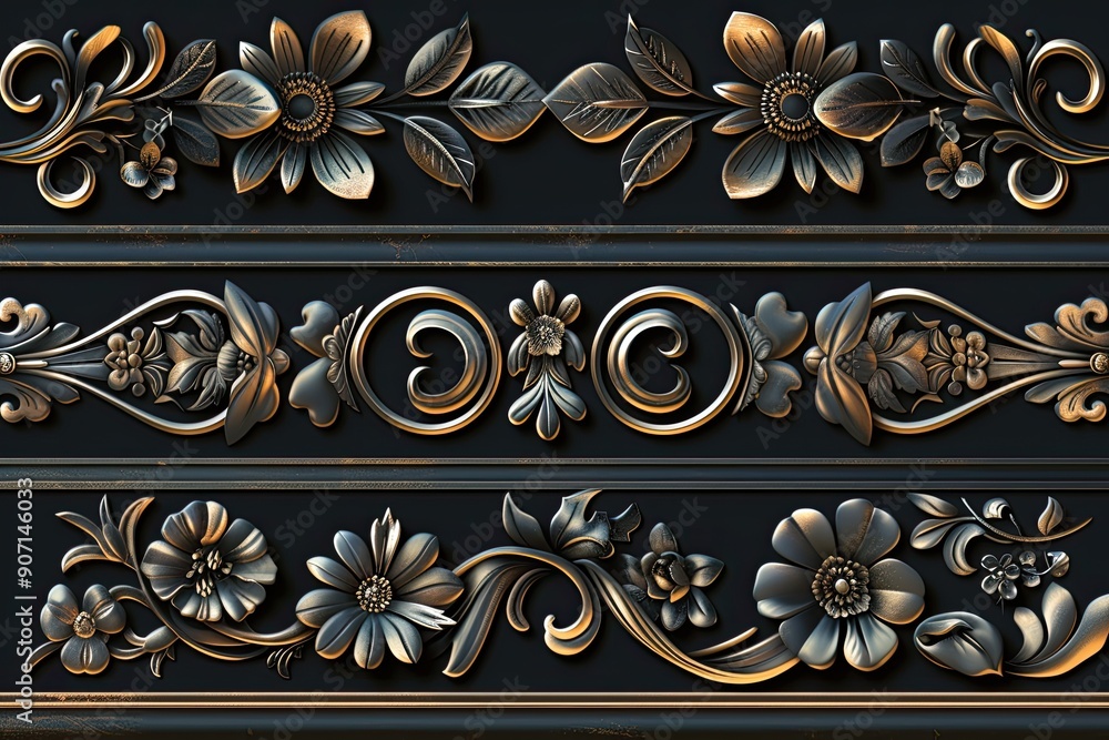 Aufkleber a set of decorative borders and corners, , set of decorative borders with transparent background