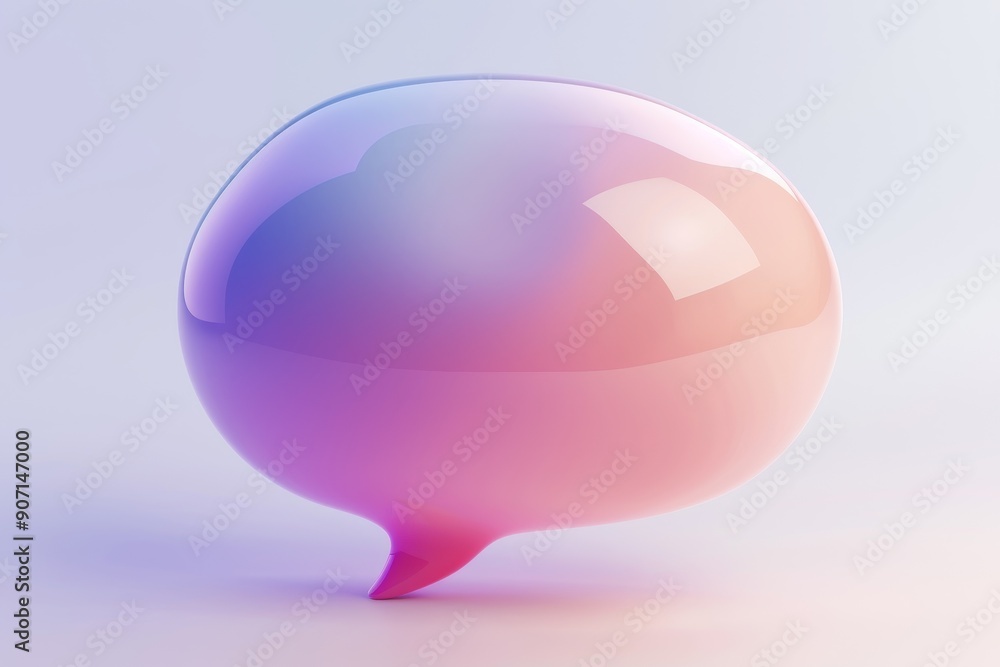 Fototapete a red light is shining on a speech bubble, speech bubble with 3d text for messaging