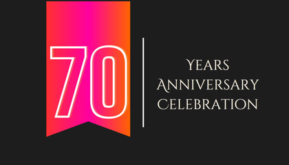 70 Years Anniversary, Perfect Template Design for Anniversary Celebration with Vibrant Colors for Booklet, Leaflet, Magazine, Brochure, Poster, Web, Invitation, or Greeting Card. Vector Template