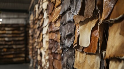 A bunch of leather pieces are displayed in a store