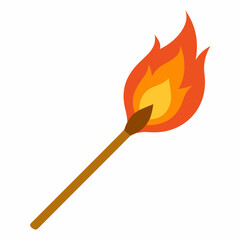 Fiery Matchstick Against White