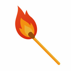 Fiery Matchstick Against White