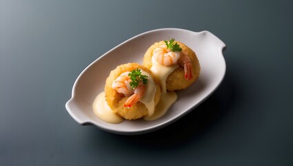 Ebi Mayo Takoyaki - Shrimp takoyaki with a rich mayonnaise sauce.