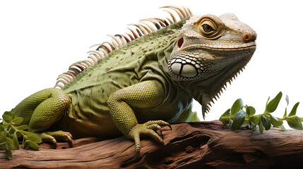 Obraz premium lizard on the branch isolated transparent background.