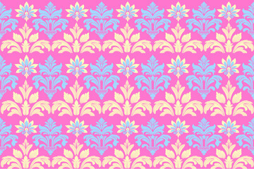 Pink and Blue Damask Pattern:  A delicate and feminine damask pattern, featuring intricate floral motifs in soft pink and blue hues.  Perfect for adding a touch of elegance and sophistication to your 