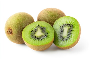 fruit kiwi isolated on white background, full depth of field, ai