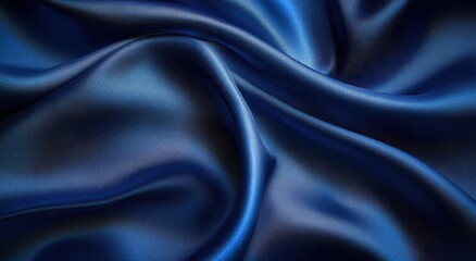 Fototapeta premium A deep blue silk fabric, with its soft folds and subtle sheen creating an elegant background for any text or design elements.