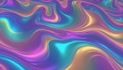 Abstract image of iridescent, flowing waves of color in shades of purple, blue, teal, and gold.