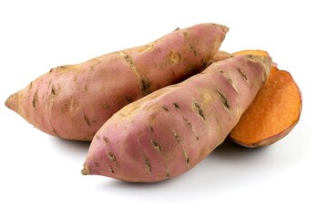 sweet potato, yam, isolated on white background, full depth of field, ai