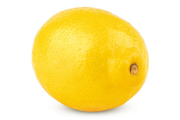 Yellow single lemon. Citrus fruit for cooking and baking. Healthy vitamin C. White isolated background. Fresh sour lemon for summer time. Perfect for lemonade juice. Ripe organic raw fruit vegetable. 