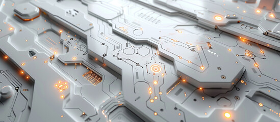 Abstract white and gray technology, high-tech circuit board connection system