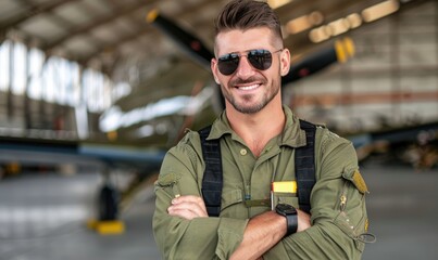 Fototapeta premium Aircraft Pilot: Navigating the Skies from the Workplace