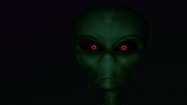 Close up reveal of alien creature