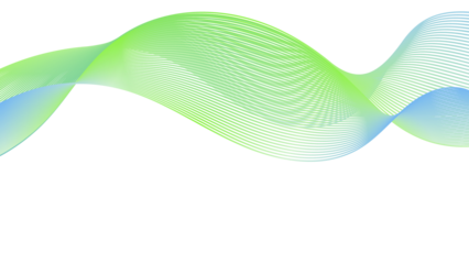 Sleek green and blue linear wave background in transparent PNG. Ideal for enhancing web designs, marketing materials, social media graphics, and professional presentations.