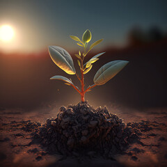 Young Plant Sprouting from Soil