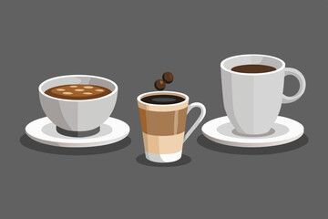 Hot tea and coffee vector art illustration