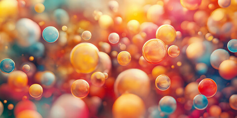 Vibrant Abstract Bokeh Background with Colorful Light Bubbles and Blurred Effects
