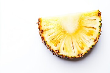 Pineapple slice isolated on white background, full depth of field , ai