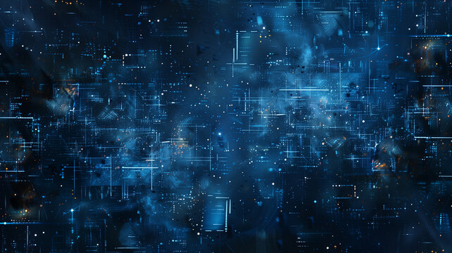 Futuristic blue abstract grid background with dots and squares