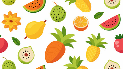 Tropical Fruit Seamless Pattern Vibrant and Lush Designs for Summer Decor