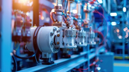 Fototapeta premium Three springs are being heated up in a factory