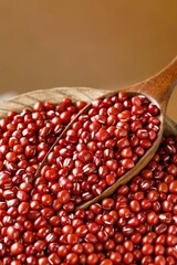 red beans in a wooden spoon