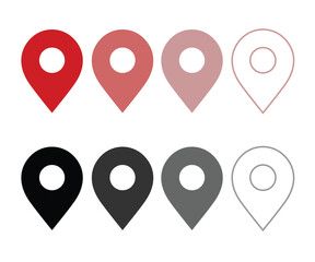 Multiple Styles of Location Pins Set