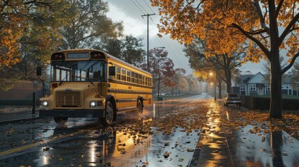 Obraz premium Preparing for early morning bus rides to school