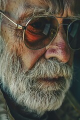 Close-up of a person with sunglasses on, suitable for use in fashion or lifestyle images