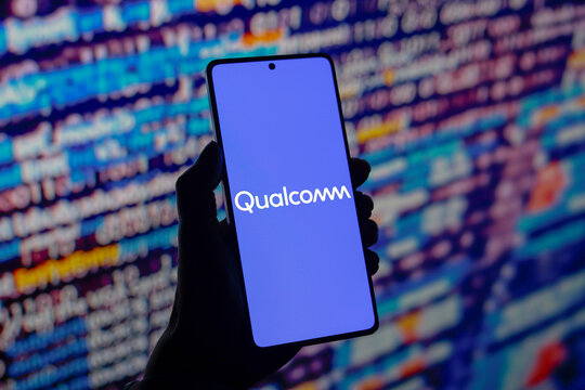 August 3, 2024, Paraguay. In this photo illustration, the Qualcomm logo is displayed on a smartphone screen.
